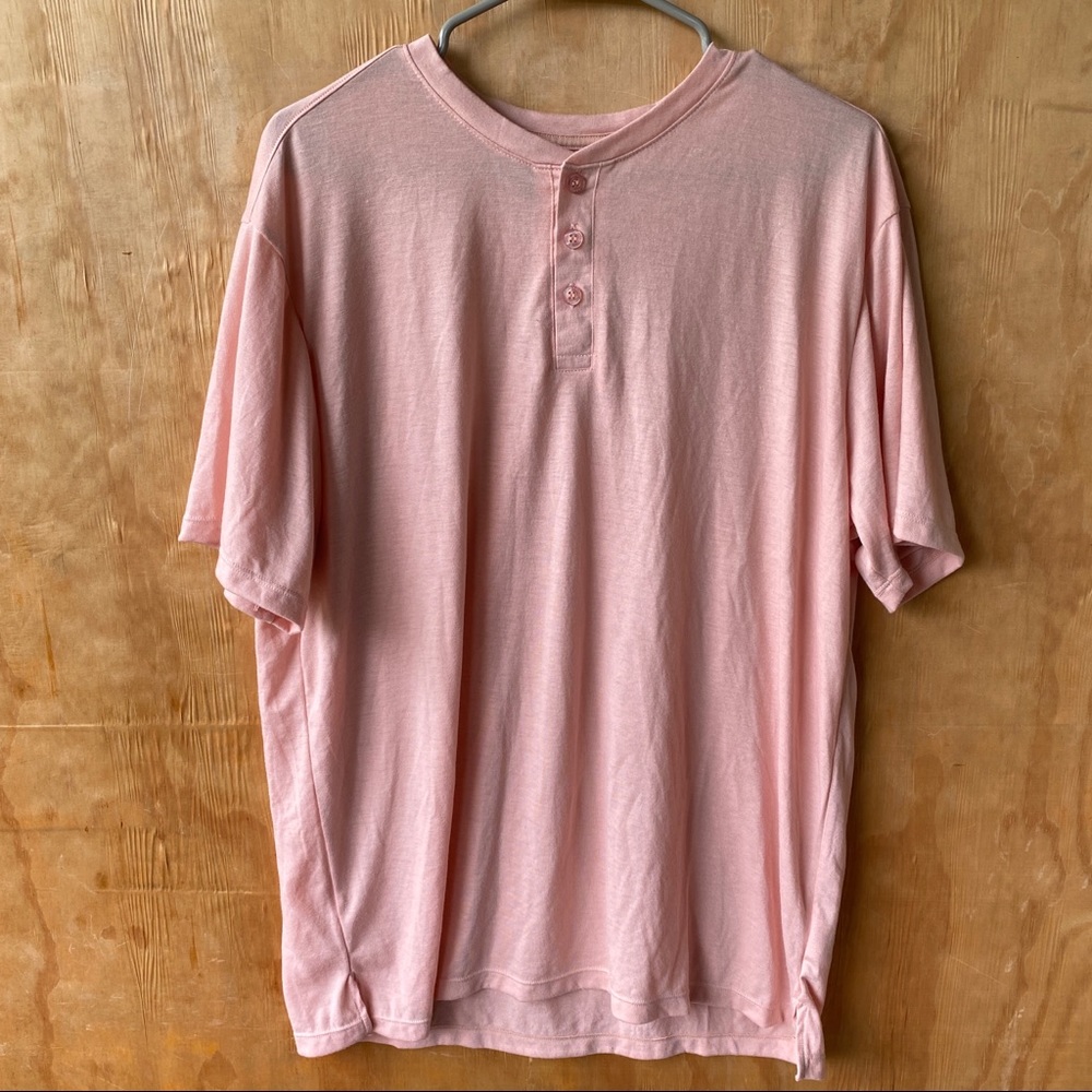 Kangol Pink Short Sleeve Henley T Shirt